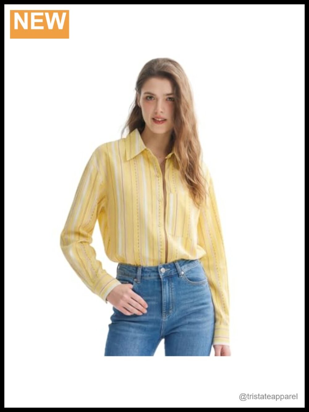 Silk Cotton Striped Long Sleeve Button Down Blouse V-Neck